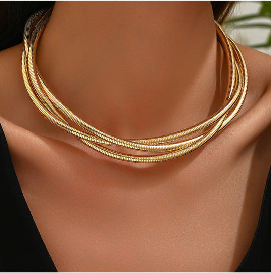 Metal Simple Three-Woven Winding Necklace
