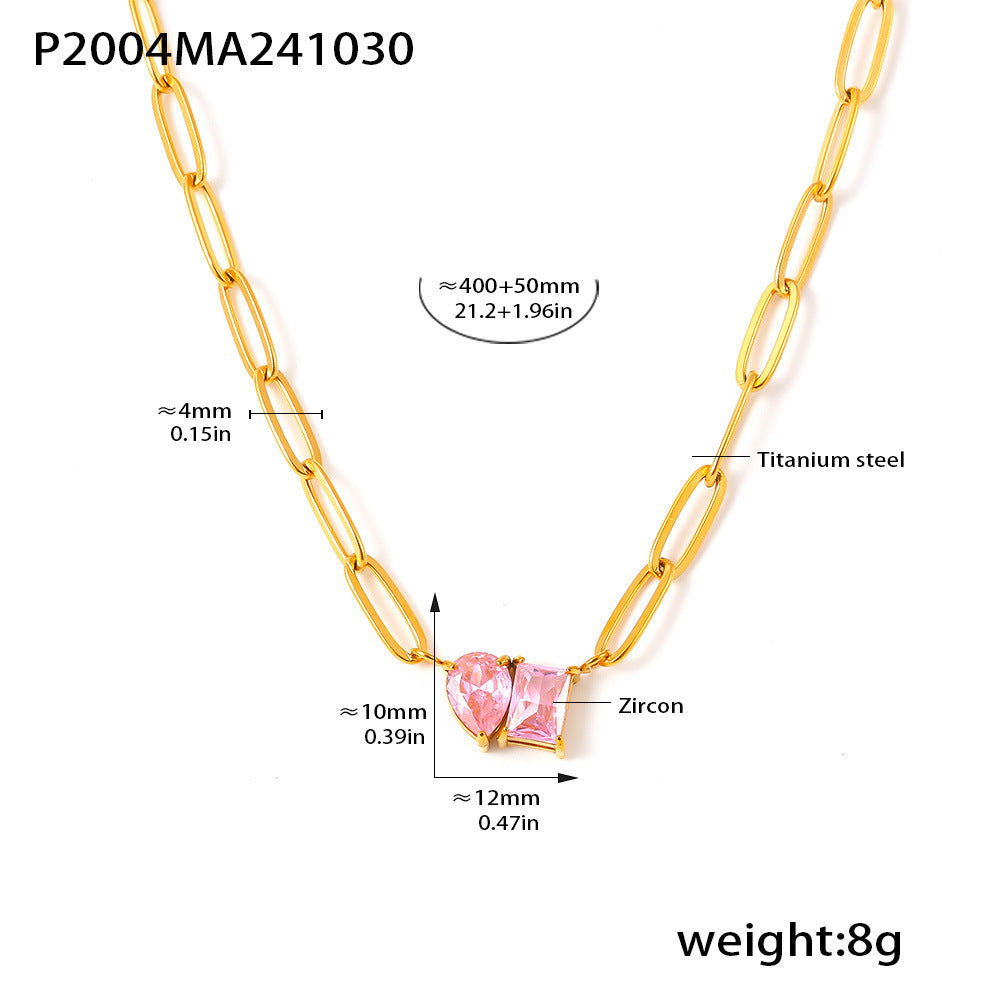 Gold Plated Stainless Steel Zircon Necklace