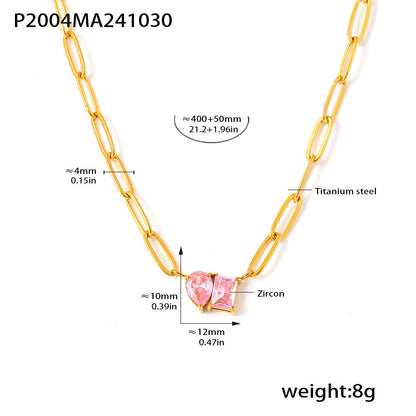 Gold Plated Stainless Steel Zircon Necklace