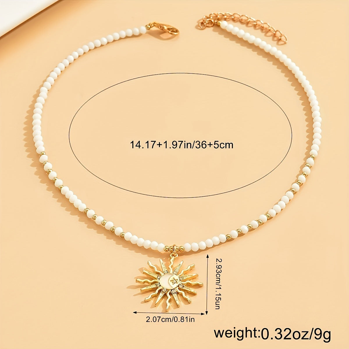 Rhinestone Dripping Sun Pendant Necklace
