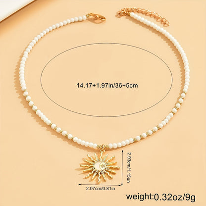 Rhinestone Dripping Sun Pendant Necklace