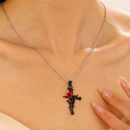 Love Rose Nail Cross Necklace for Women