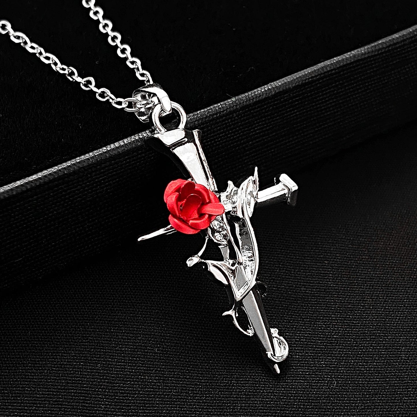 Love Rose Nail Cross Necklace for Women