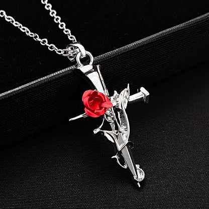 Love Rose Nail Cross Necklace for Women