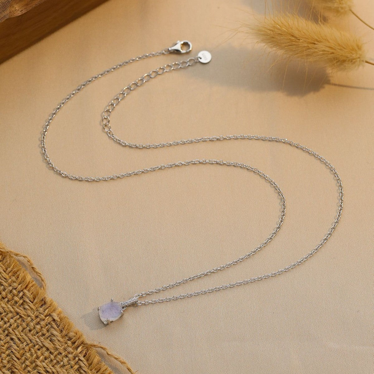 S925 Sterling Silver Moonstone Pendant Necklace