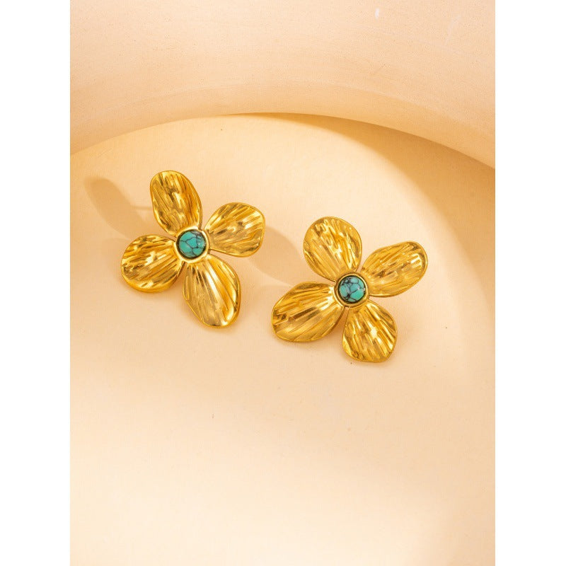Retro Gold Leaf Petal Jewellery Set