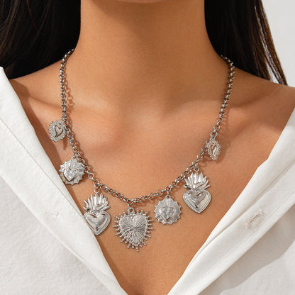 Ocean Wind Love Heart Pendant Chain Necklace