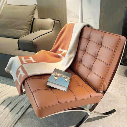 Barcelona Chair And Ottoman, Brown Leather