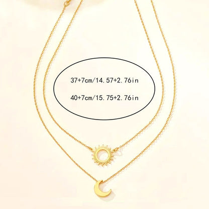 Vintage Sun & Moon Pendant Necklace Set - 2Pc