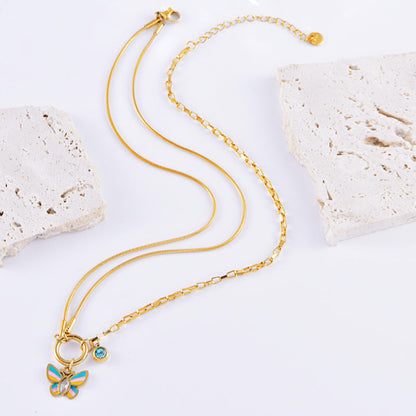 Vacation Style Colorful Butterfly Necklace & Bracelet Set