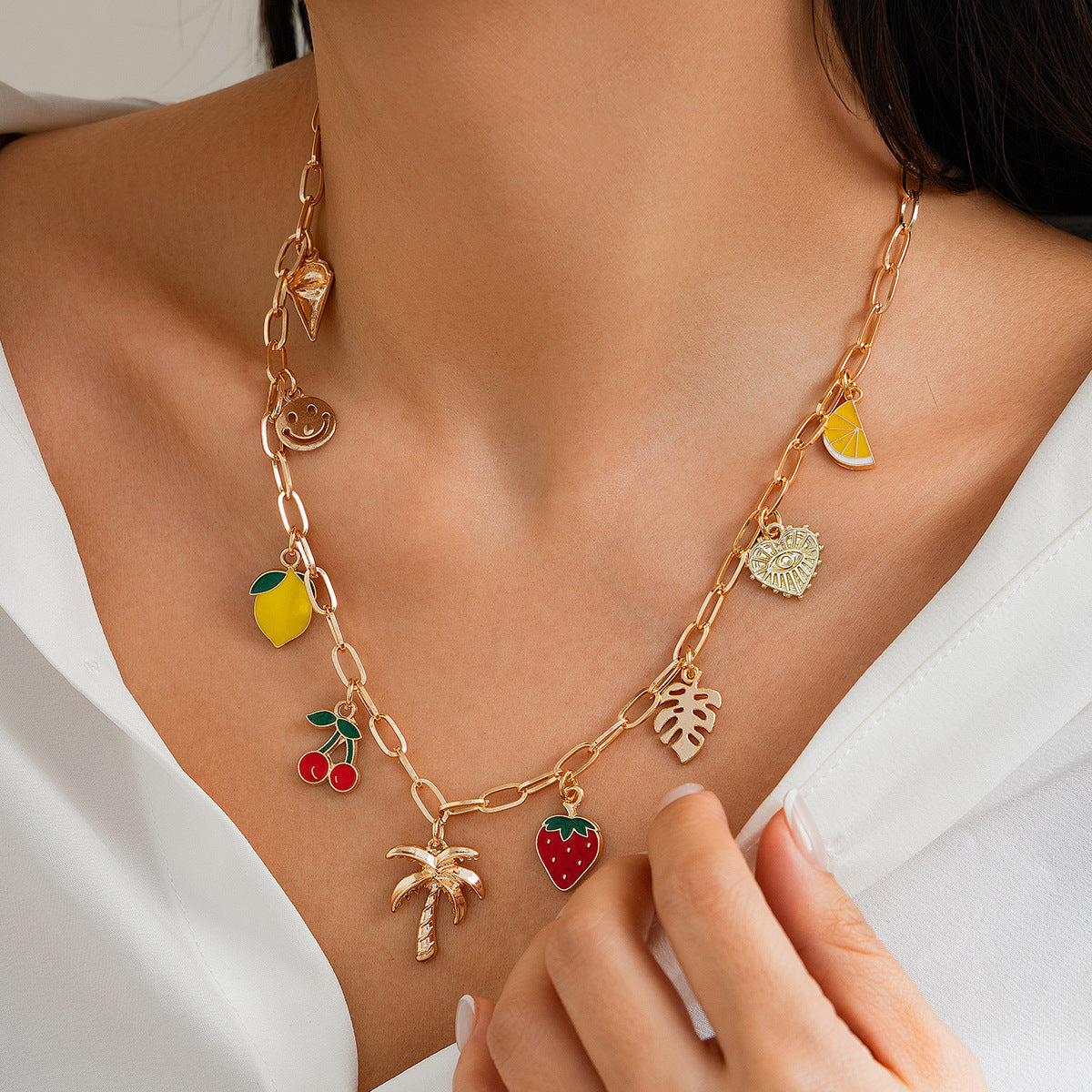 Ocean Wind Love Heart Pendant Chain Necklace
