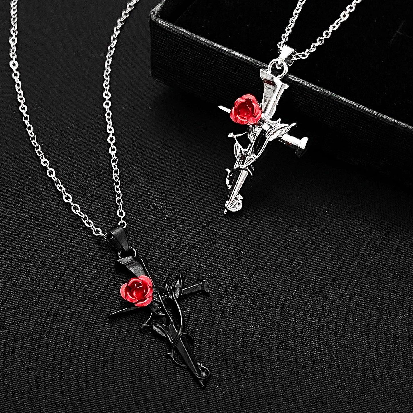 Love Rose Nail Cross Necklace for Women