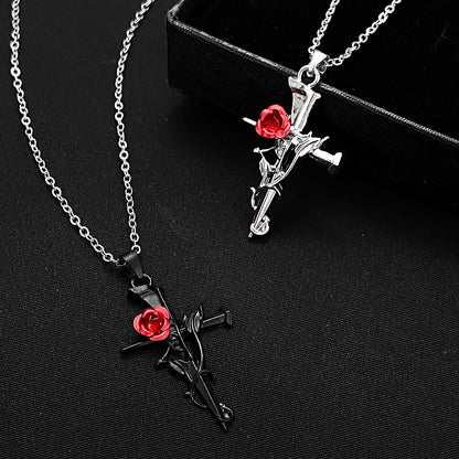 Love Rose Nail Cross Necklace for Women