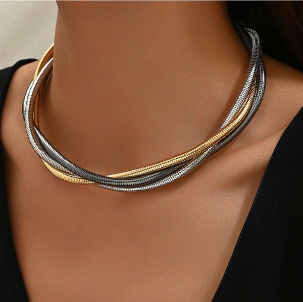 Metal Simple Three-Woven Winding Necklace