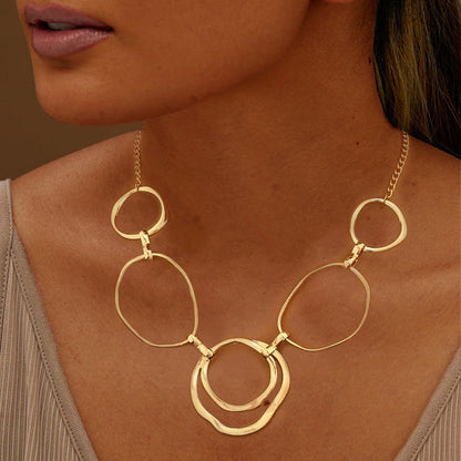 Hollow Round Irregular Pendant Necklace