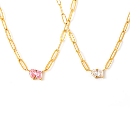 Gold Plated Stainless Steel Zircon Necklace