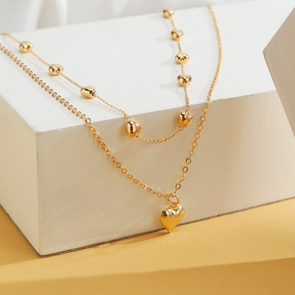 Double Layer Heart Pendant Necklace