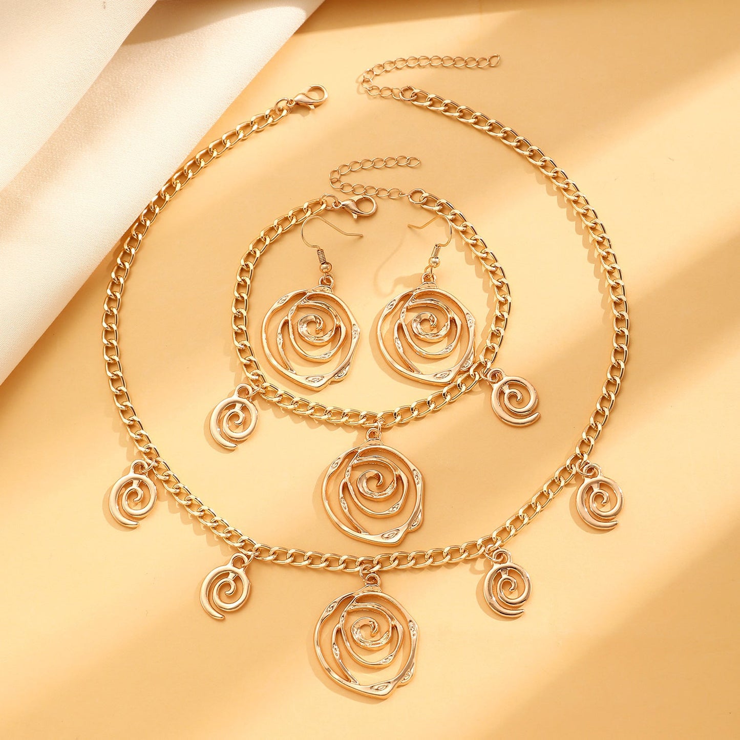 Spiral Donut Necklace, Bracelet & Earrings Set