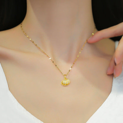 Shell Pearl Necklace With Rhinestones
