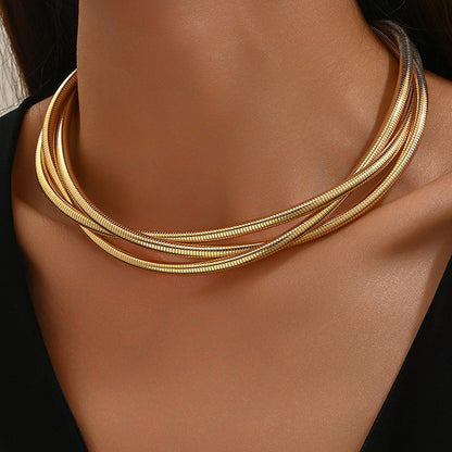 Metal Simple Three-Woven Winding Necklace
