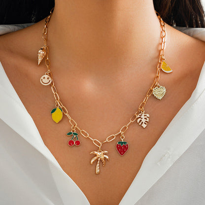 Ocean Wind Love Heart Pendant Chain Necklace