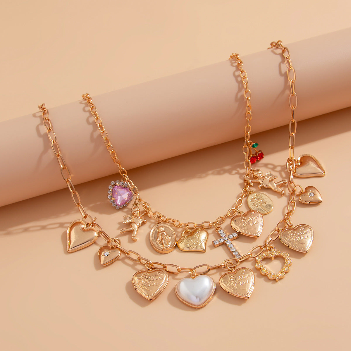 Ocean Wind Love Heart Pendant Chain Necklace