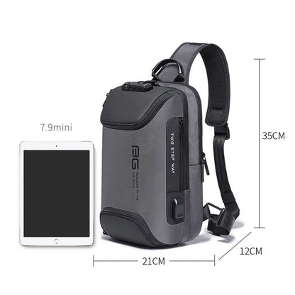 BANGE Men Security USB Chest Bag Portable Outdoor Shoulder Bag, Outdoor Shoulder Bag