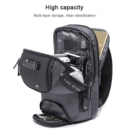 BANGE Men Security USB Chest Bag Portable Outdoor Shoulder Bag, Outdoor Shoulder Bag