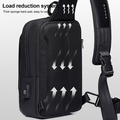 Bange BG-77112 Men Oxford Cloth Waterproof Crossbody Chest Bag with USB Port, Size: 30 x 19 x 13cm, 30 x 19 x 13cm (Black)