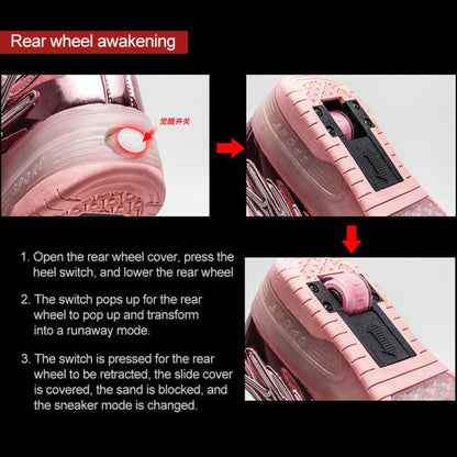 CD03 LED Double Wheel Wing Roller Skating Shoes, Size : 40, Size : 40 (Black), Size : 40 (Pink), Size : 40 (Gold), 40 (Silver)