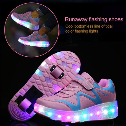 786 LED Light Ultra Light Rechargeable Double Wheel Roller Skating Shoes Sport Shoes, Size : 28, Size : 28