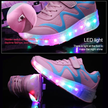 786 LED Light Ultra Light Rechargeable Double Wheel Roller Skating Shoes Sport Shoes, Size : 28, Size : 28