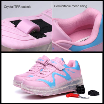 786 LED Light Ultra Light Rechargeable Double Wheel Roller Skating Shoes Sport Shoes, Size : 29, Size : 29