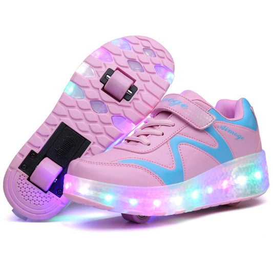 786 LED Light Ultra Light Rechargeable Double Wheel Roller Skating Shoes Sport Shoes, Size : 33, Size : 33