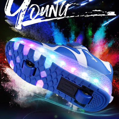 786 LED Light Ultra Light Rechargeable Double Wheel Roller Skating Shoes Sport Shoes, Size : 36, Size : 36