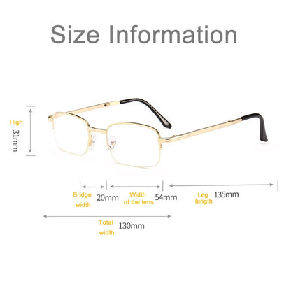 Folding Anti Blue-ray Presbyopic Reading Glasses with Case & Cleaning Cloth, +2.00D, +2.00D