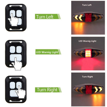 Bicycle Tail Light Intelligent Wireless Remote Control Turn Signal Warning Light, USB Rechargeable