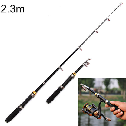 37cm Portable Telescopic Sea Fishing Rod Mini Fishing Pole, Extended Length : 2.3m, 2.3m