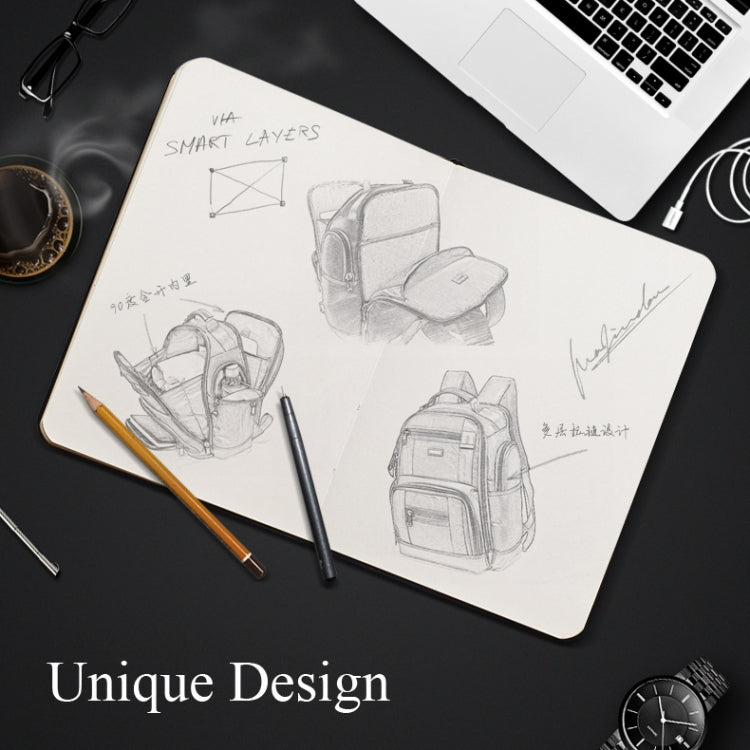 Bopai 11-85301 15.6 inch Large Capacity Multi-layer Zipper Bag Design Breathable Laptop Backpack, Size: 35 x 20 x 43cm, 11-85301