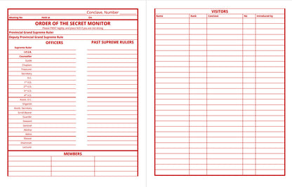 Order of Secret Monitor OSM - Masonic Attendance Book