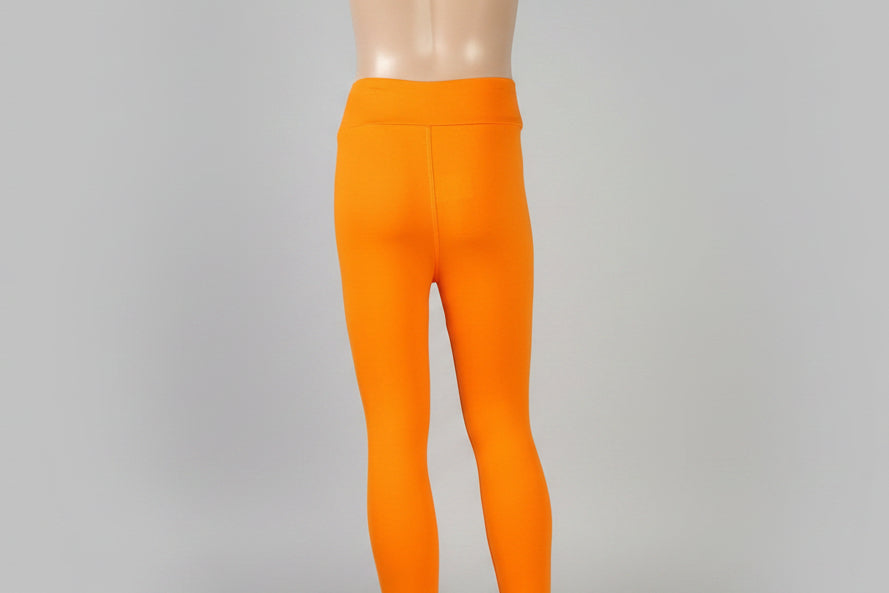Solid colour, soft, stretch leggings in black, green, navy, grey, orange, pink, fuchsia, purple and more!