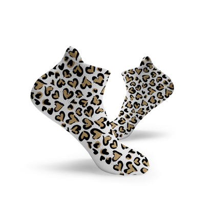 Leopard Print Hearts Ankle Socks