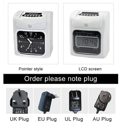 LCD Screen Electronic Time Clock Paper Card English Attendance Machine Punch Machine, Support Music Bell, LCD Screen