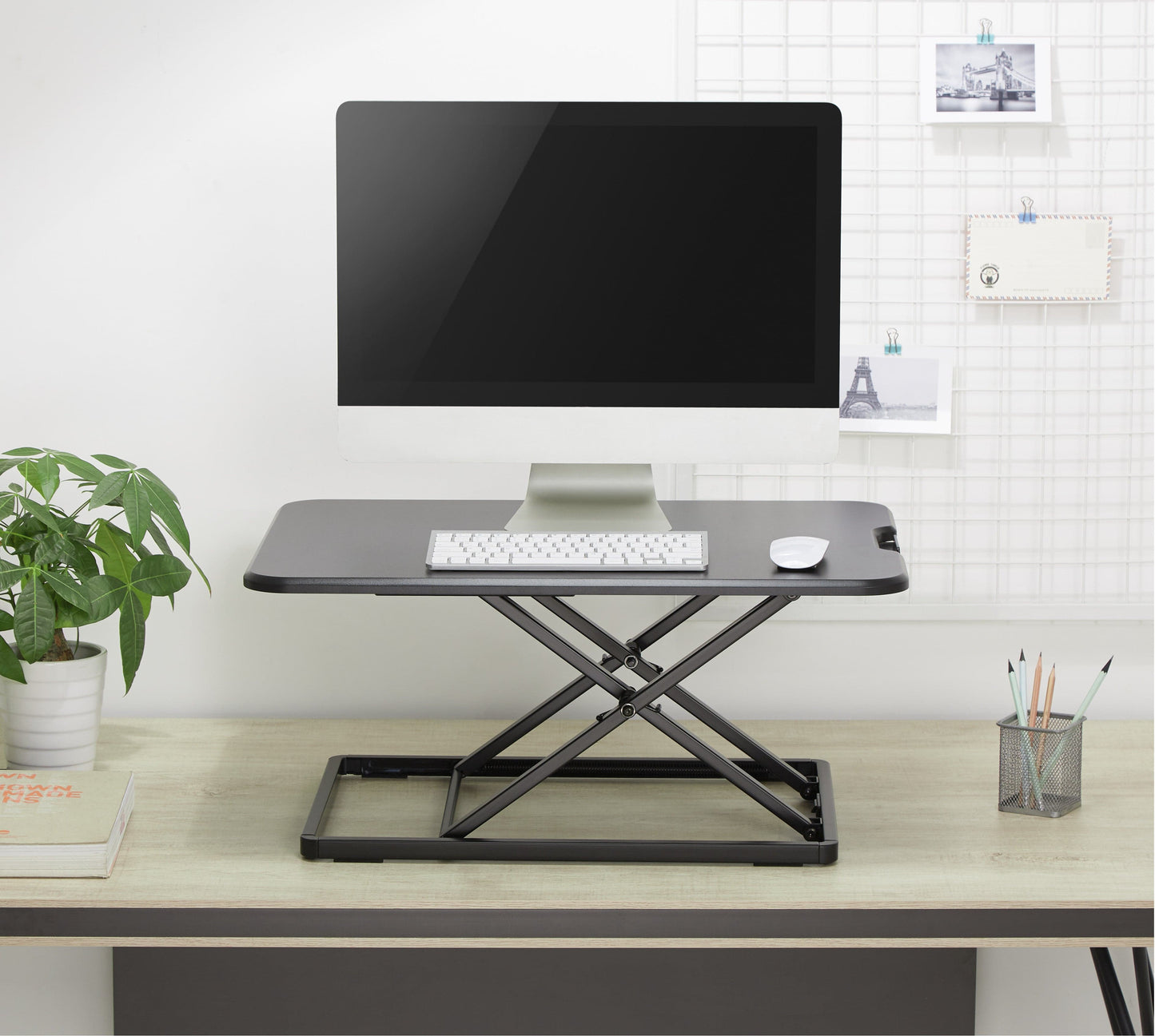 ProperAV LITE Stand Up Desk Converter with Variable Height Settings - Black