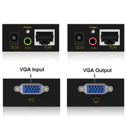 VGA & Audio Extender 1920x1440 HD 100m Cat5e / 6-568B Network Cable Sender Receiver Adapter, Transmission Distance: 100m