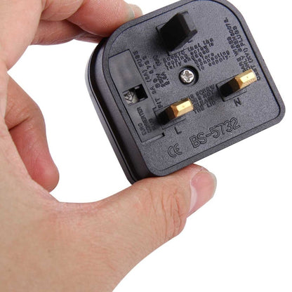 BS-5732 Portable EU Plug to UK Plug Adapter Power Socket Travel Converter with Fuse