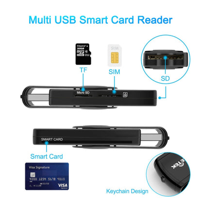 ROCKETEK CR310 USB 3.0 + TF Card + SD Card + SIM Card + Smart Card Multi-function Card Reader, USB 3.0