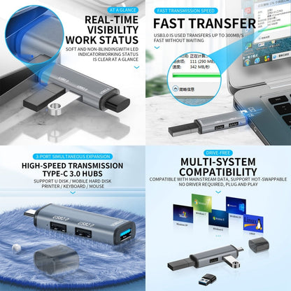 3 Ports USB 2.0 x 2 + USB 3.0 to USB 3.0 HUB Adapter, USB2.0x2+USB3.0 to USB3.0