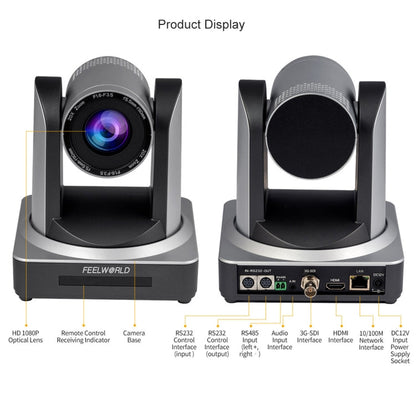FEELWORLD POE20X Simultaneous 20X Optical Zoom Live Streaming PTZ Camera, EU and US Plug, POE20X
