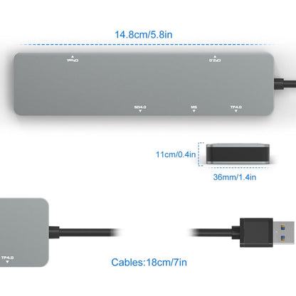 Rocketek CR308 USB3.0 Multi-function Card Reader CF / CFast / SD / MS / TF Card 5 in 1